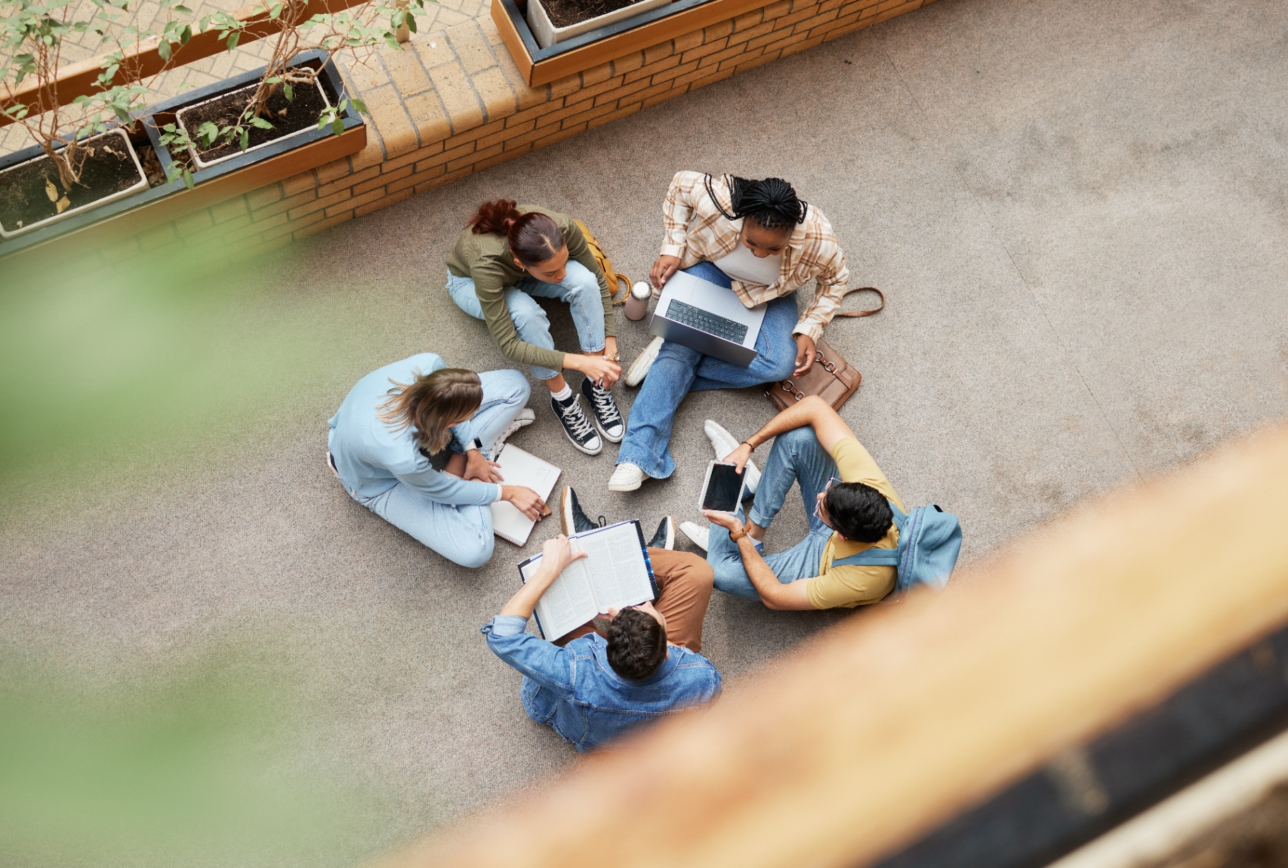 International students studying together